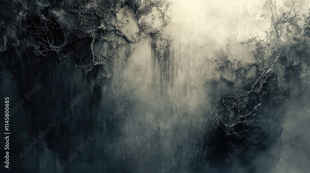 Aufkleber grungy abstract texture featuring dark fungus or mold on a weathered concrete surface creating a mys