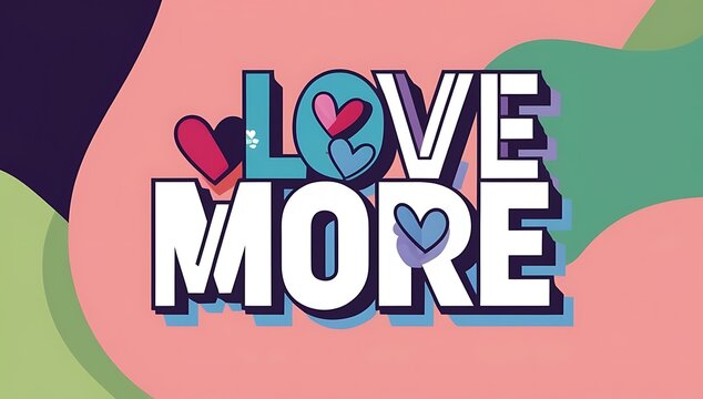 Love More Colorful Hearts Graphic Design
