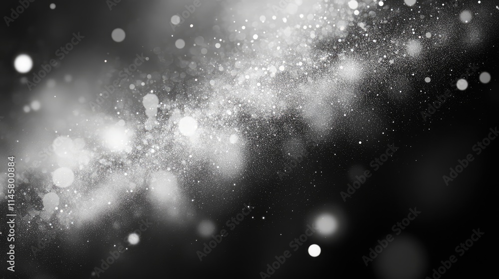 Aufkleber abstract monochrome bokeh effect featuring blurred lights and soft glimmers in a black and white bac