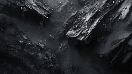 Anthracite coal fines with rich shlab content in a rugged, textured mineral landscape ideal for industrial or geological themes.