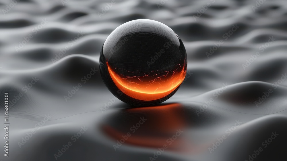 Aufkleber abstract 3d rendering of low poly black sphere with chaot