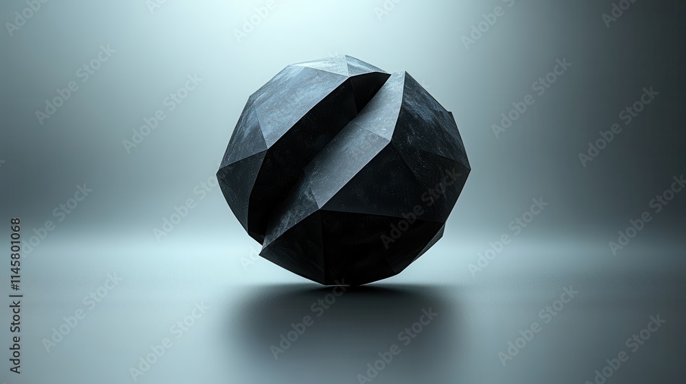 Aufkleber abstract 3d rendering of low poly black sphere with chaot
