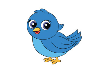 Cute Eastern Bluebird Illustration on White Background