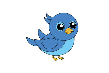 Cute Eastern Bluebird Illustration on White Background