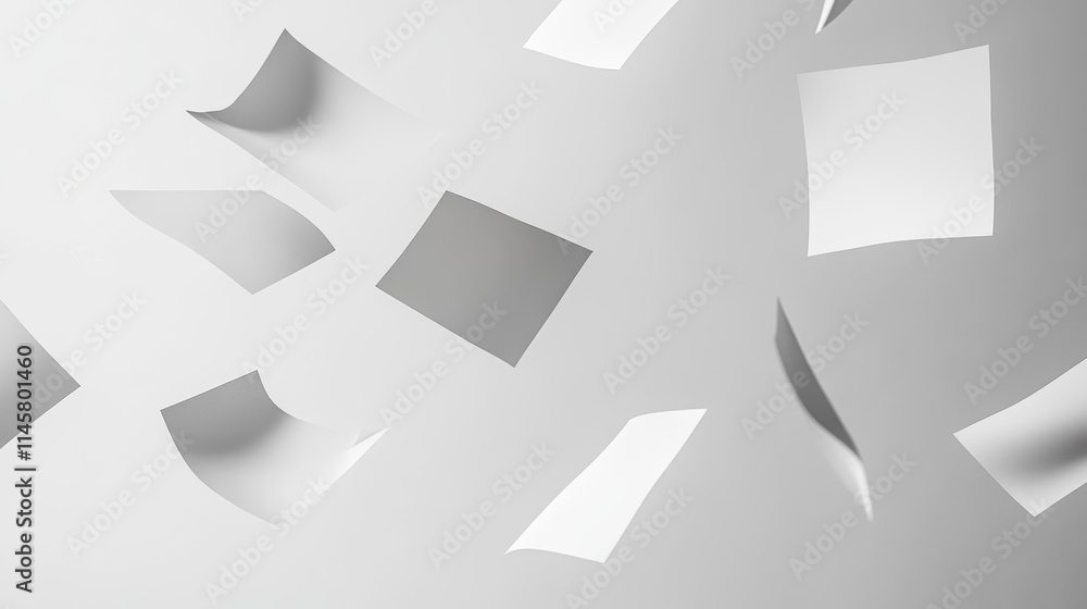 Aufkleber flying paper sheet in different angles of view. realistic 3d vector illustration set of curve white 