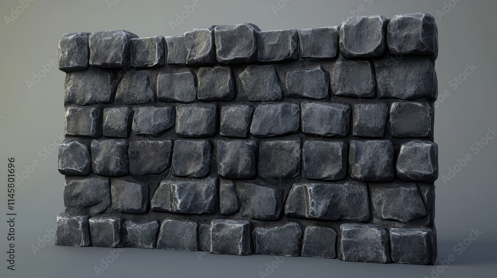 Poster textured dark stone wall with sharp edges ideal for backgrounds and architectural designs in digital
