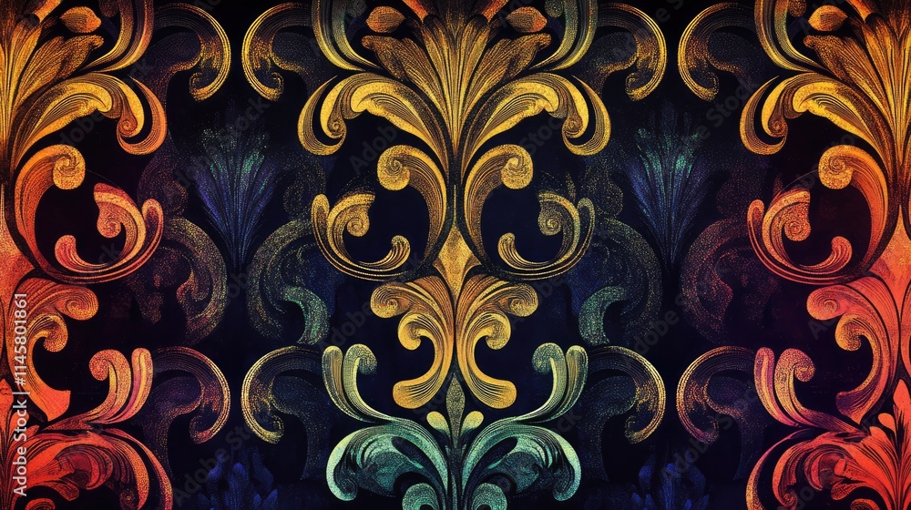 Poster elegant ornamental texture pattern with vibrant colors and intricate designs for digital backgrounds