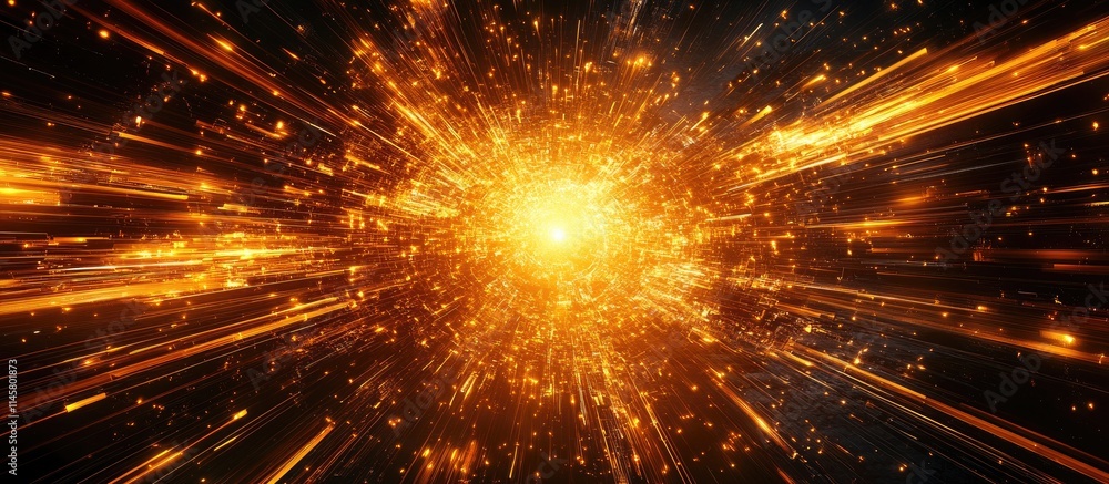 Poster dynamic abstract representation of high-speed technology with luminous streaks illustrating urban mo