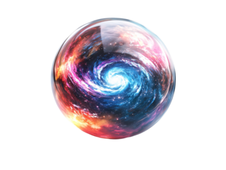 Isolated Galaxy Sphere with Swirling Colorful Nebula
