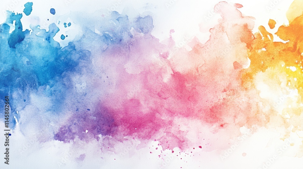 Poster colorful watercolor splash on a white background creating an artistic vibrant abstract texture for c