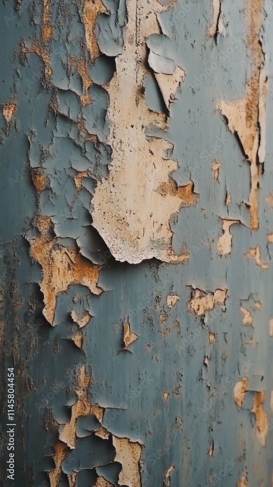 Poster inverted image of scratch marks and peeling paint on metal wall,scratch and rust markings on old met
