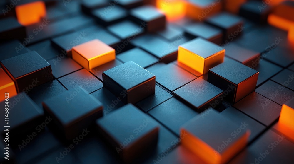 Poster abstract background design rotating cubes seamless looped animatio