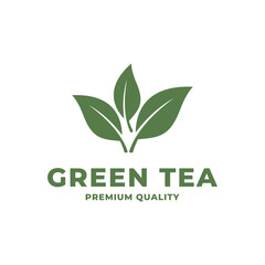 green tea logo design concept idea wit leaf tree icon 