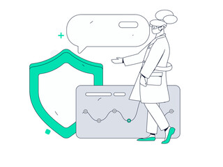 Medical characters fighting the epidemic flat vector concept operation hand drawn illustration
