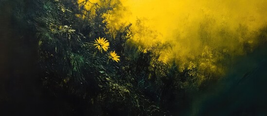 Vibrant wild yellow flowers showcasing nature's beauty against a lush green backdrop in a serene outdoor setting.