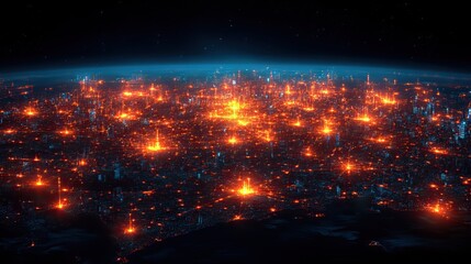 Fototapeta premium Web map shows global connections, networking, and worldwide communication lines.