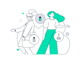 Medical characters fighting the epidemic flat vector concept operation hand drawn illustration
