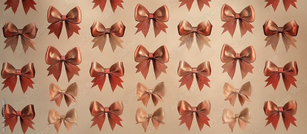 Poster elegant backdrop with repeating decorative bows and ribbons in soft hues for festive design projects