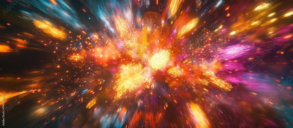 Poster dynamic pyrotechnics display bursting with color at a fireworks championship event showcasing stunni