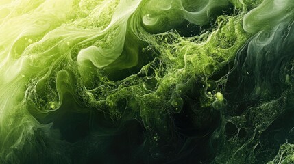 Biotechnology research background with vibrant green algae texture for scientific and laboratory concepts in marine biology