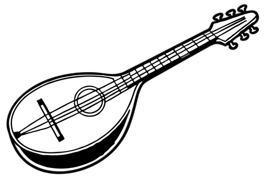 black and white mandolin musical instrument clip art preview