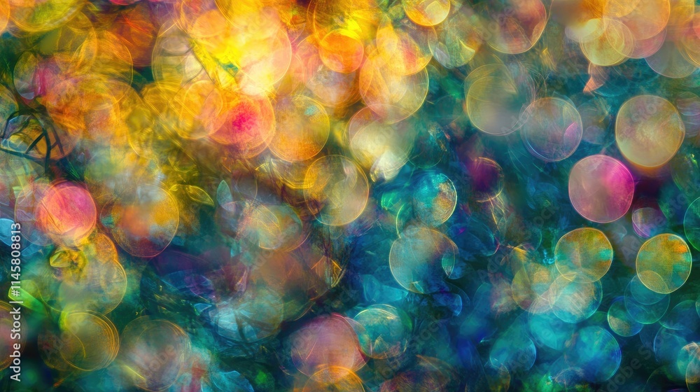 Poster colorful bokeh light background in vibrant hues creating a dreamy and festive atmosphere ideal for c