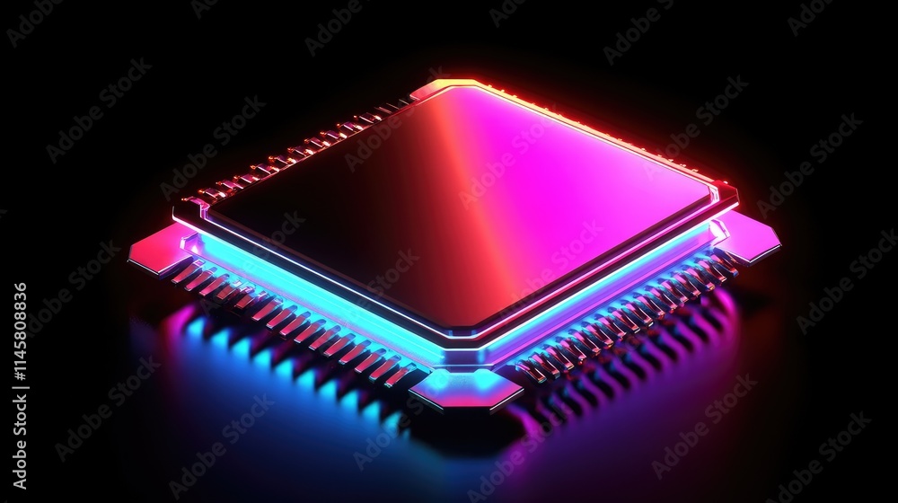 Poster a microchip encapsulated in a futuristic casing, with glowing edges and digital indicators symbolizi