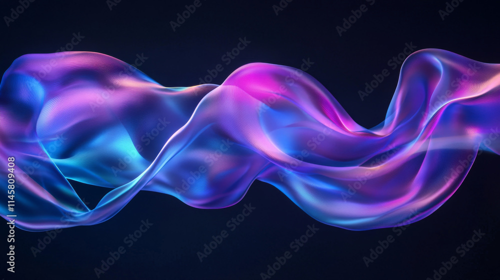 Aufkleber abstract liquid glass transparent ribbon. realistic vector illustration of blue and purple spectrum 