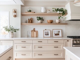 Elegant Kitchen Design With Neutral Color Palette And Wooden Accents