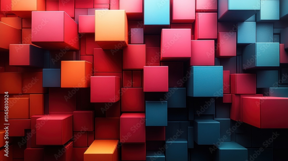 Poster abstract background geometric design with cubes seamless looped animatio