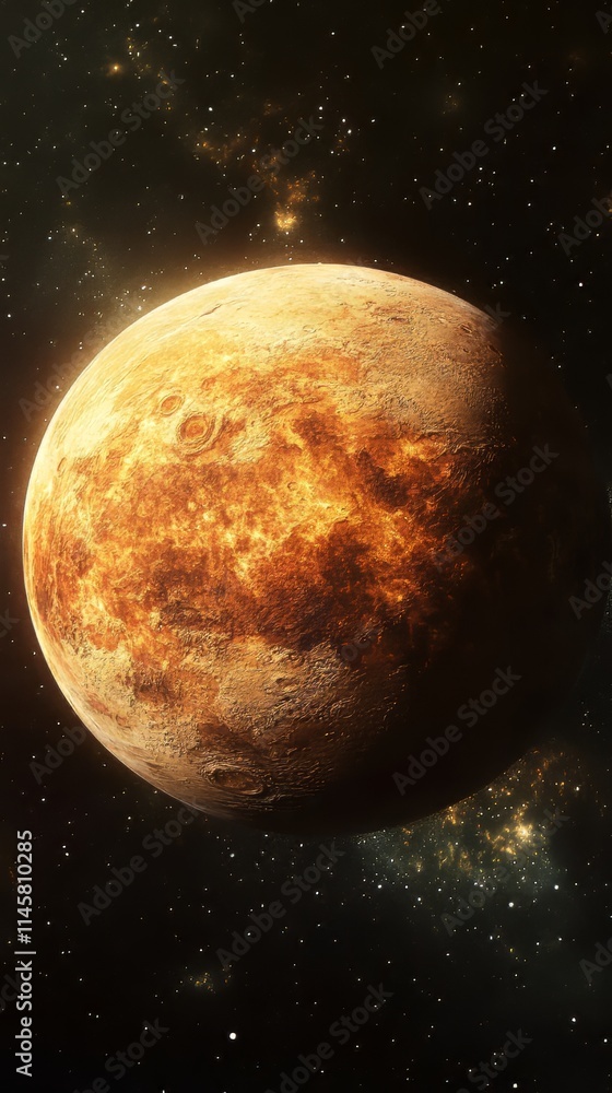 Poster unknown planet from outer space. space nebula. cosmic cluster of stars. outer space background. spac