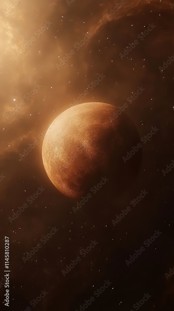 Poster unknown planet from outer space. space nebula. cosmic cluster of stars. outer space background. spac