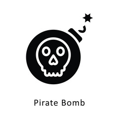 Pirate Bomb Vector Gylph Icon. Eps 10 file 