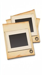 Two polaroid photo frames with tape strips on transparent background, jpeg file. photoshop textures. Ultra realistic. Photorealistic