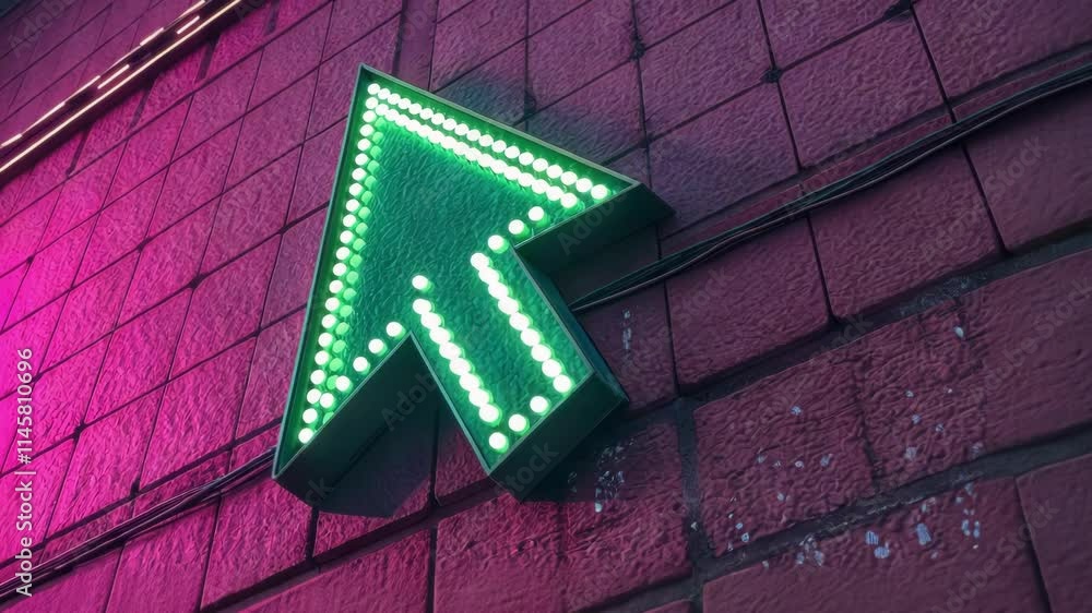 Poster against a deep magenta backdrop a pixelated cursor arrow glows in neon green its edges slightly blur
