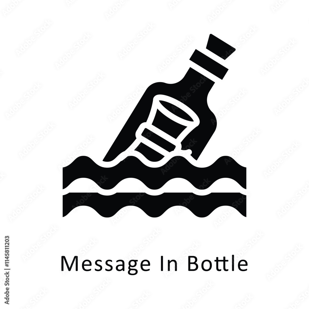Poster message in bottle vector gylph icon. eps 10 file