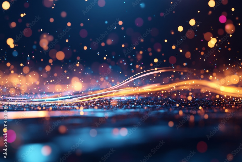 Poster vibrant abstract lights create a mesmerizing display of colors and patterns during a nighttime celeb
