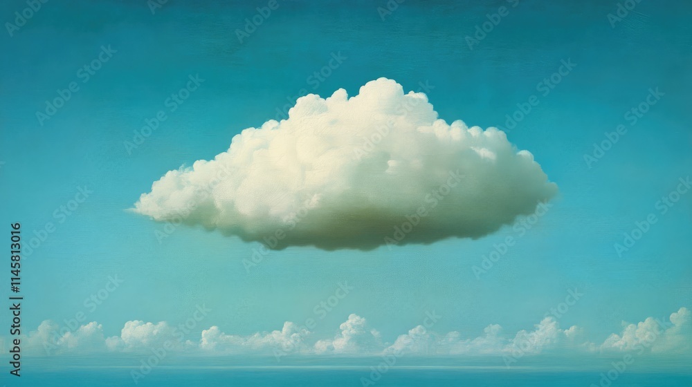 Aufkleber fluffy white cloud floating in a serene blue sky with soft texture and calming atmosphere for backgr