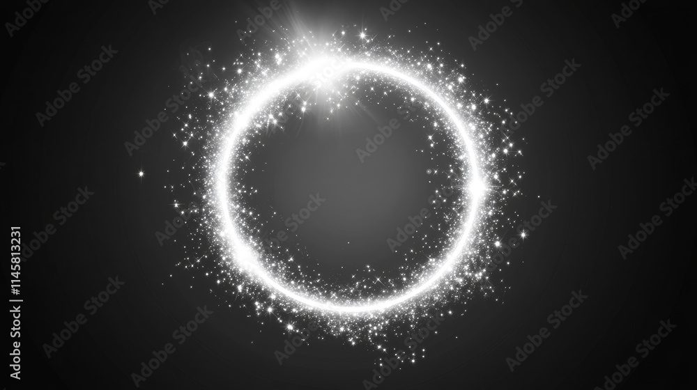 Aufkleber white spark circle light effect with magic glow. abstract round glitter sparkle silver vector border