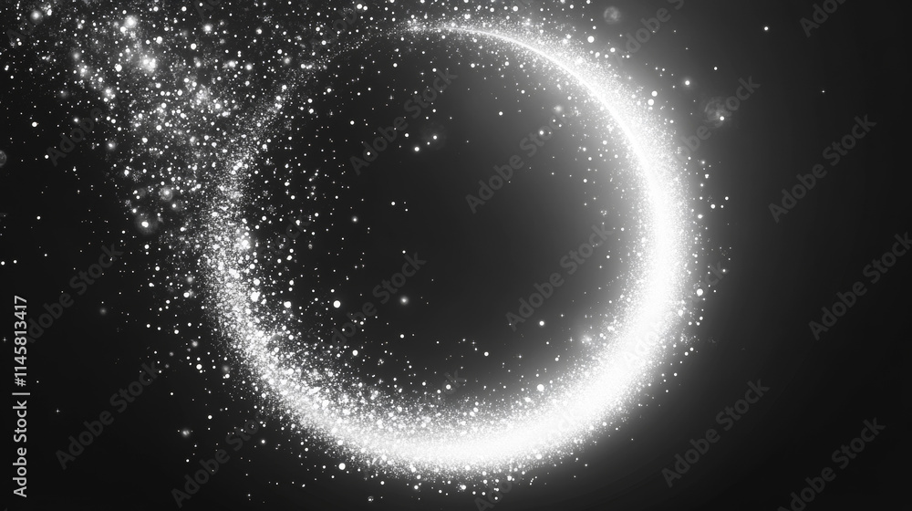 Aufkleber white spark circle light effect with magic glow. abstract round glitter sparkle silver vector border
