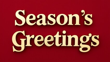 Golden Seasons Greetings on Red Background