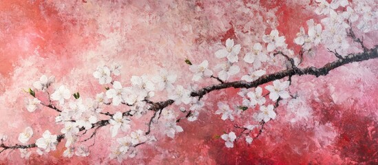 Fototapeta premium Elegant cherry blossoms on a vibrant background showcasing the beauty of spring's blooming season and nature's artistry.