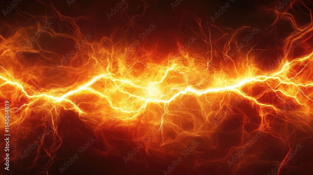 Aufkleber dynamic electrical energy waves creating a vivid abstract background with intense orange and yellow 