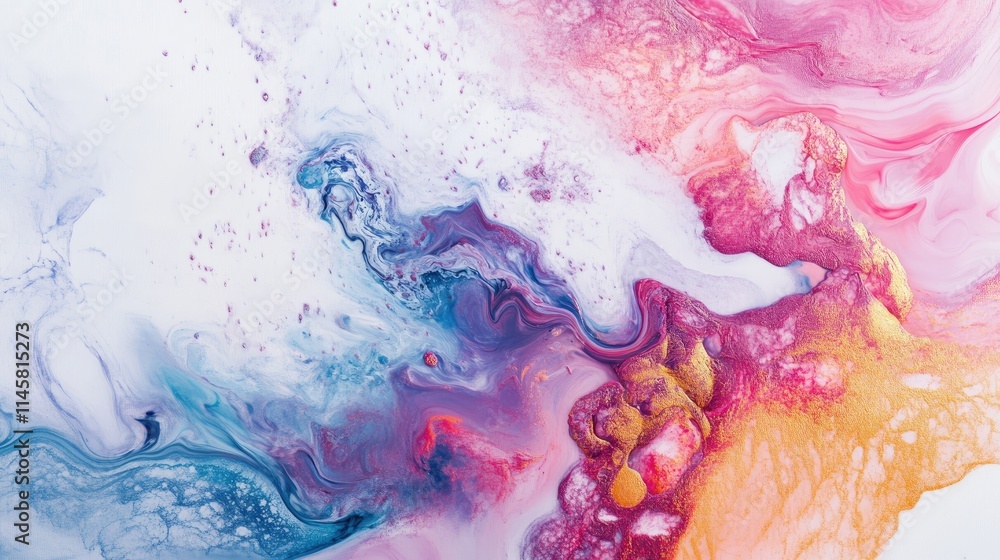 Poster colorful abstract vapor swirls on a white background creating a vibrant and dynamic artistic composi