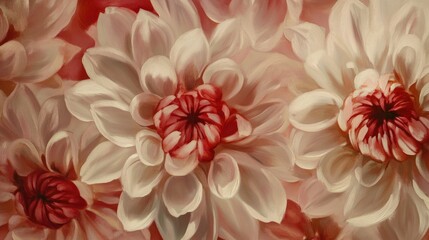 Obraz premium Chrysanthemums in delicate hues showcasing intricate petal details and vibrant centers in a stunning floral close-up composition.