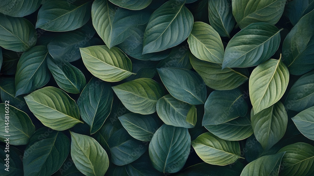 Poster lush green leaves creating a vibrant summer background suitable for nature themes and design project