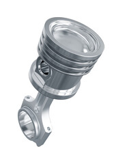 Car engine piston isolated sign or motorcycle piston. Engine piston and connecting rod. 