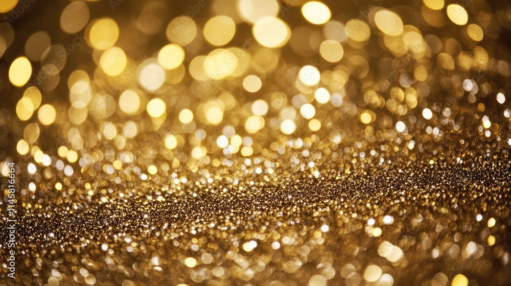 Poster golden bokeh background with shimmering sparkles for elegant design and festive themes