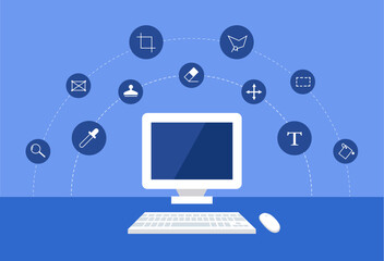 Photoshop tools on computer