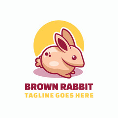 Brown Rabbit Simple Mascot Logo